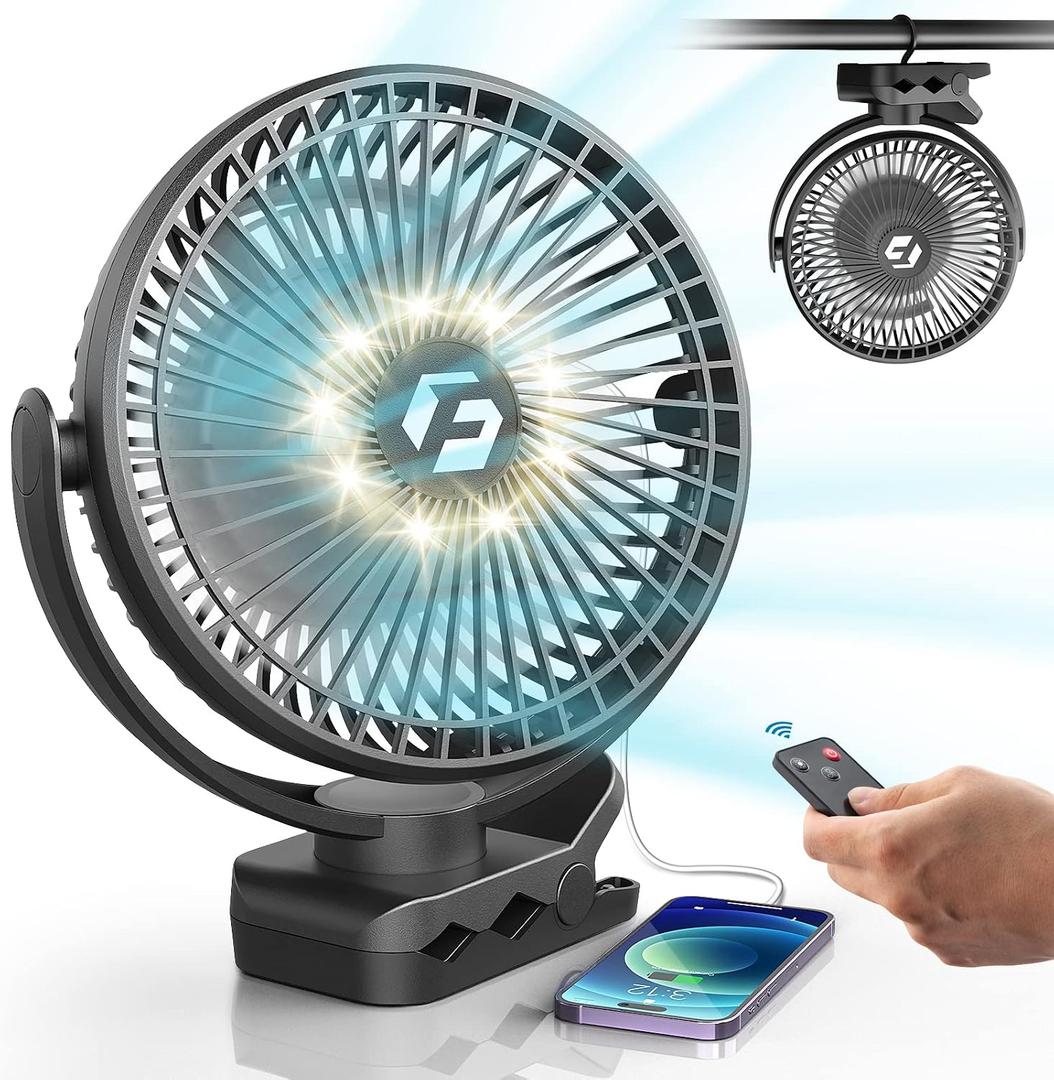Korbot 8-inch Clip on Fan - 12000mAh Portable Fan Battery Rechargeable with 3 Speeds and Strong Airflow, USB Fan Small Desk Fan Personal Quiet Fan for Office, Stroller, Bedroom, Camping, Gifts for Men, Large