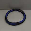 SHIAWASENA Microfiber Leather Car Steering Wheel Cover, Fashion Stitching, Universal 15 Inch Fit, Non-Slip (Black&Blue)