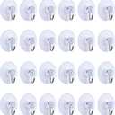 Mudder 24 Pieces Suction Cup Wall Hook Hanger, 1.77 Inch / 45 mm Clear PVC Suction Cups with Metal Hooks, Reusable Removable for Tile Glass Window Shower Kitchen Bathroom Home