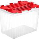 Superio Clear Storage Box with Lid, Plastic Container Bins for Organizing, Stackable Crates, BPA Free, Non Toxic, Odor Free, Organizers for Home, Office, and Dorm (15"x10"x10.25")