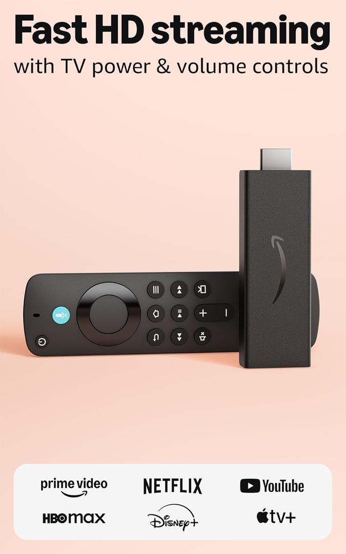 Amazon Fire TV Stick HD (newest model), free and live TV, Alexa Voice Remote, smart home controls, HD streaming