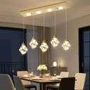 5-Lights Rectangular Pendant Light LED Dimmable Linear Crystal Chandelier Modern Rectangular Chandeliers for Dining Room Bedroom Gold Hanging Light