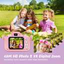 KIZJORYA X5 Kids Digital Camera, Pink, Unisex, 32GB SD Card, 8X Digital Zoom, Auto Focus, Cute Frames, Film Filters, Easy to Use, Durable Design
