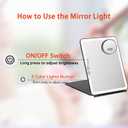 FUNTOUCH 10x7.5 Portable Large Travel Makeup Mirror with Light, 2500mAh Rechargeable Lighted Travel Makeup Mirrors with 3 Color Lights, Dimmable Folding Light Up Make up Mirror with Small 10x Mirror