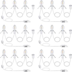 Meonum Accessory Cord with 3 LED Light Bulbs, 8.2 Ft Indoor Blow Mold Light Cord with Female Plug for Halloween Pumpkins Christmas Village Houses and Craft Projects Decoration, Warm White (6 Pack)