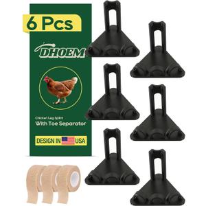 6Pcs Black Chicken Leg Splints,Bumble Foot Treatment, for All Growth Stages Adjustable Splint for Broken Feet, osteoarthritis, Curled Toes, Splay Leg Ideal Chicken Gifts for Hen Health Care