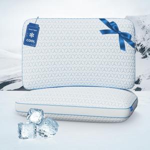 Sweetnight Cooling Pillows Queen Size Set of 2, Shredded Memory Foam Pillows 2 Pack for Hot Sleepers, Cold Bed Pillows for Sleeping, Washable with Removable Cover, Cool Night
