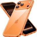 JETech Case for iPhone 17 Pro 6.3-Inch, Non-Yellowing Shockproof Phone Bumper Cover, Anti-Scratch Clear Back (Orange)
