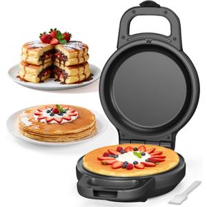 Flip Pancake Maker Machine, Ceramic Coated Pancake Pan for 6.5 Inch Pancakes, Omelette, Crepe & Quesadilla, Frittata, Double Sided Omelette Pan Nonstick, Graphite
