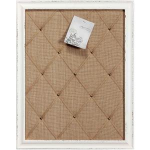 Antique White Linen Fabric Pin Board, 21"27" Message Board Wall Decor, Burlap Bulletin Board Picture Memo Board, Large Cork Boards for Walls with Frame, Vision Board for Farmhouse Home,Office Decor, 20.7"1"26.8"