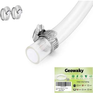 Clear Vinyl Tubing 1/2" ID  5/8" OD -10 Ft 60PSI,Flexible Plastic Tubing,BPA Free Non-Toxic, Multipurpose Hybrid Clear Reinforced Tube with 2 Screw Clamps