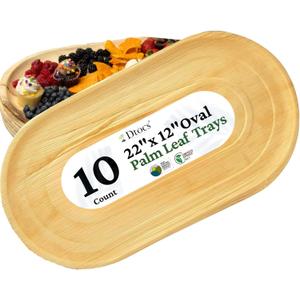 Disposable Charcuterie Boards (10) - Oval 22"x12" Palm Leaf Platters | Bamboo Disposable Serving Trays Look Sturdy, Extra Large Serving Platters Trays for Party | Catering Trays, Grazing Boards Disposable Charcuterie Boards (10) - Oval 22"x12" Palm Leaf Platters | Bamboo Disposable Serving Trays Look Sturdy, Extra Large Serving Platters Trays for Party | Catering Trays, Grazing Boards