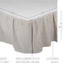 VHC Brands Hatteras Seersucker Ticking Striped Cotton Americana Split Corners Gathered Queen Bed Skirt, 60x80x16, Denim Blue