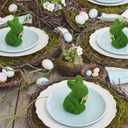 8.2ft Moss Green Easter Bunny Garland with Bow Farmhouse Rustic Spring Decor Flocked Easter Hanging Banner for Mantel Fireplace Wall Home Office Decoration