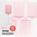 PLASTICPRO 10 Pack Plastic Wine Goblets 14 oz Two Tone Elegant Disposable Wine Glasses with Stem Reusable Hard Plastic Drinking Glasses for Parties Weddings, Pink and Clear