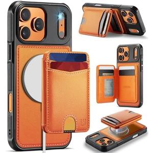 Usroom for iPhone 17 Pro Wallet Case Compatible with Magsafe, Magnetic RFID Blocking Card Holder Kickstand 2 in 1 Detachable Case for iPhone 17 Pro 6.3", Orange