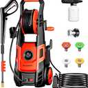 Pressure Washer, Max 2.4 GPM with Foam Cannon & 4 Nozzle Tips, Power Washer for Cars, Fences, Driveways, Home, Patios - Powerful Power Washers Electric Powered