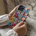 DEENAKIN Cute Case for iPhone 16 Pro,Preppy Floral,Wireless Charging | Dual-layer Soft Silicone + Hard Shell, Aesthetic Wildflower Designs, Slim Fit Phone Cover for Women Girls