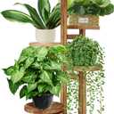GEEBOBO 5 Tiered Tall Plant Stand for Indoor, Wood Plant Shelf Corner Display Rack, Multi-tier Planter Pot Holder Flower Stand for Living Room Balcony Garden Patio (Brown)