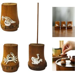 6 x Bamboo Tea Pot Lid Incense Holder Decorative Firing Stand for Home Decor, Yoga, Spa, Meditation, and Unique Decoration (Silver)