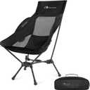 MOON LENCE High Back Folding Camping Chair, 330lbs Portable Compact Chair with Wide Seat & Ergonomic Back Support (Black)