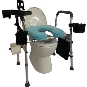 Raised Toilet Seat with Handles, Toilet Seat Riser for Seniors with Adjustable Height & Width, 500lb Handicap Elevated Toilet Seat for Elderly, Pregnant, Fit Any Toilet