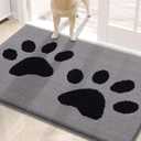 Buganda Dog Door Mat for Muddy Paws, Absorbent Dirt Trapper Washable Indoor Doormats, Non Slip Low-Profile Mud Mat for Dogs, Front Entrance Doormat for Inside Floor (30x20 Inches, Grey)