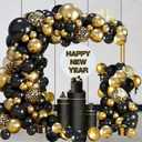 New Year Party Black Gold Balloon Garland Arch Kit Latex Balloons for 2026 New Year Eve Party Father's Day Birthday Party Bridal Shower Wedding and Baby Shower Graduation Party Decorations