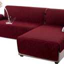 Genina Sectional Couch Covers for Dogs L Shaped Sofa Covers Chaise Lounge Cover Reversible Sofa Cover Sectional Furniture Protector for Pets, Kids (WineRed, Small)