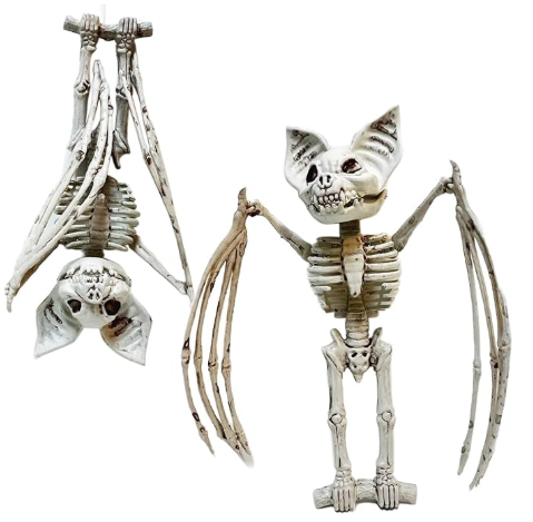 GIFTEXPRESS 2pcs 11 Inches Halloween Bat Skeleton Hanging Bats for Halloween Decoration, Horror Scene Skeleton Decoration Holiday Décor Theme Party