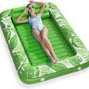 Inflatable Tanning Pool Lounger Float - Jasonwell 4 in 1 Sun Tan Tub Sunbathing Pool Lounge Raft Floatie Toys Water Filled Tanning Bed Mat Pad for Adult Blow Up Kiddie Pool Kids Ball Pit Pool (Large, Green)