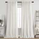 Nanspring Cream Linen Back Tab Curtains 86 Inch Length for Living Room 2 Panel Set Farmhouse Window Semi Sheer Linen Drapes Rustic Pinch Curtain for Bedroom 52X86