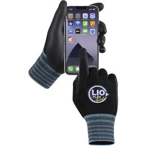 Safety Work Gloves with Touchscreen Fingers, 1 Pair Thin & Lightweight Working Gloves, Ideal for Warehouse Workers, Delivery Drivers, Nitrile Foam Coated Grip Gloves for Women and Men (Black, S)