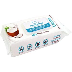 Best Pet Supplies Coconut-Scented Moisturizing Pet Wipes for Dogs & Cats  Extra Soft & Strong Grooming Wipes with Gentle Plant-Derived Formula, Model Number: WW-CO-100 Count (Pack of 1)