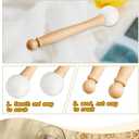 Nuanchu 4 Pcs Crystal Singing Bowl Mallet Bowl Striker and O Ring Set, Include 2 Rubber Head Wood Handle Mallet with 2 Rubber O Rings for Playing Crystal Singing Tool Buddhist Meditation Yoga
