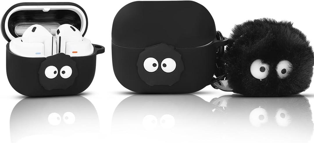 Case for Samsung Galaxy Buds 3 and for Galaxy Buds 3 Pro Earbuds with Doll and Carabiner, Silicone Charging Shockproof Protective Cover with Cartoon Skin Design for Man Woman Teen (BKelf)