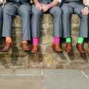 Feraricci Solid Color Casual Dress Socks for Men - Colorful & Comfortable Crew Socks (Pink, L)