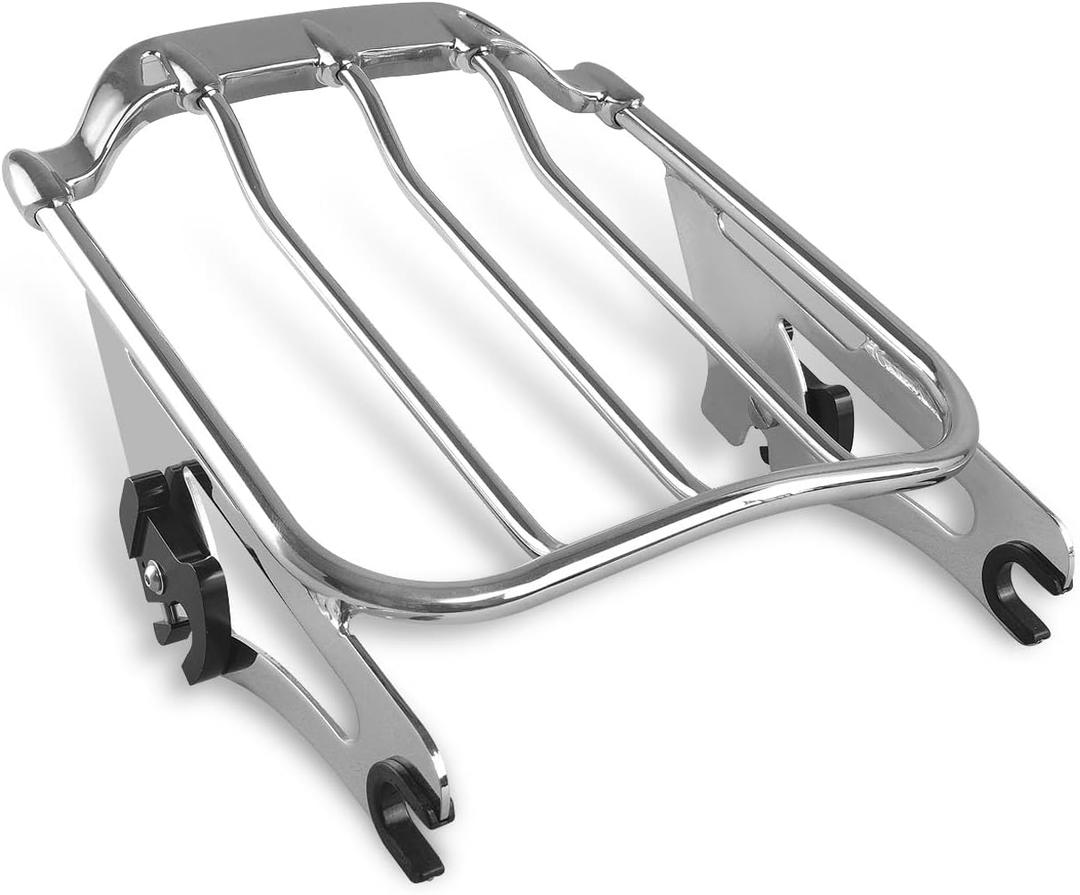 Two Up Air Wing Luggage Rack Detachable Mounting Rack Compatible for Harley Davidson Touring 2009-2026 Street Glide Electra Glide Road Glide Road King (Style B Chrome)