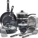 GreenLife 16 Piece Nonstick Cookware Set, Soft Grip Non-Toxic PFAS-Free Ceramic Pots & Pans, Dishwasher & Oven Safe, Frying, Sauce, Saute, Utensils, Glass Lids, Stay-Cool Handles, Wobble Free, Black