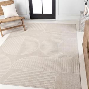 JONATHAN Y Nordby High-Low Arch Striped Ivory/Cream Indoor/Outdoor Area Rug, 5x8, Modern, Contemporary, Geometric, Bohemian, Bedroom, Kitchen, Living Room, Non Shedding (SCN104B-5)