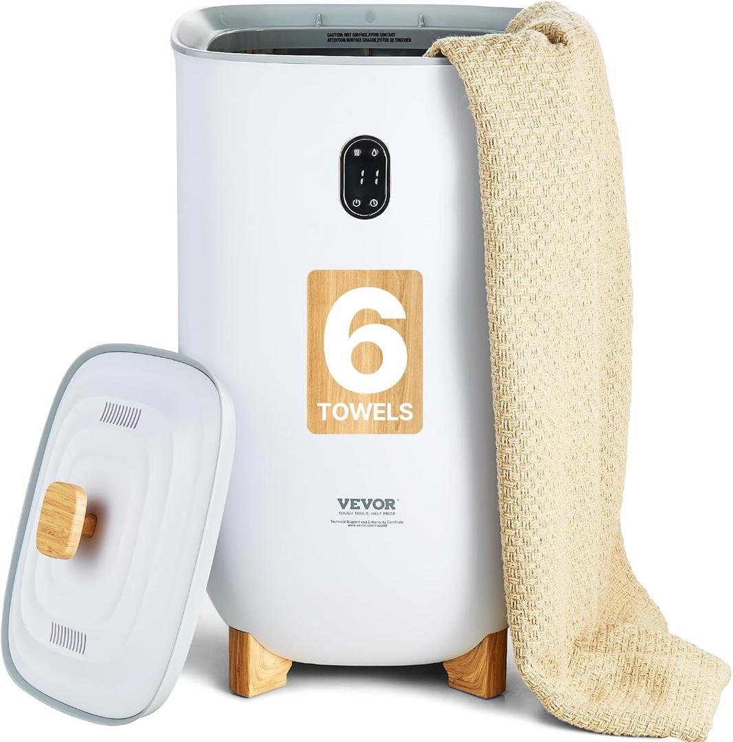VEVOR Towel Warmers for Bathroom, 35 L Towel Warmer BucketTowel Dryer with Auto Shut Off for Spa Fits up to 6 Oversized Towels, Blankets, Clothes, Bathrobes, PJ's and More (White)