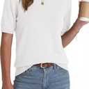 BTFBM Short Sleeve Sweater for Women Spring Tops Crew Neck Lightweight Pullover Loose Dressy Casual Blouse Basic Clothes (XX-Large, White)