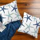 Throw Pillow Covers Nautical Starfish Pillow Covers 18x18 Inch Set of 2 Navy Blue and Turquoise Sea Stars Throw Pillows Decorative Pillow Cases Cushion Covers for Bedroom Livingroom