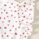 Ecolala Girls Summer Dress Cute Bow Cherry Graphic Flutter Sleeve Ruffle Hem Fancy Dress with Waist Tie White 11-12 Years