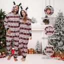 VNVNE Matching Christmas Onesie Pajamas for Family/Couples/Women/Men, Xmas Holiday Reindeer Striped Adults Pjs Sleepwear (6-8 Years)