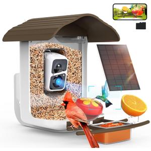 birdsnap PAV- Smart Bird Feeder with Camera Solar Powered, 64GB Card & 2K HD Record Video Bird Camera Live with 5 DIY Add-ons, AI Identify Auto Capture, Ideal Gift for Birds Lover (Dark Brown)