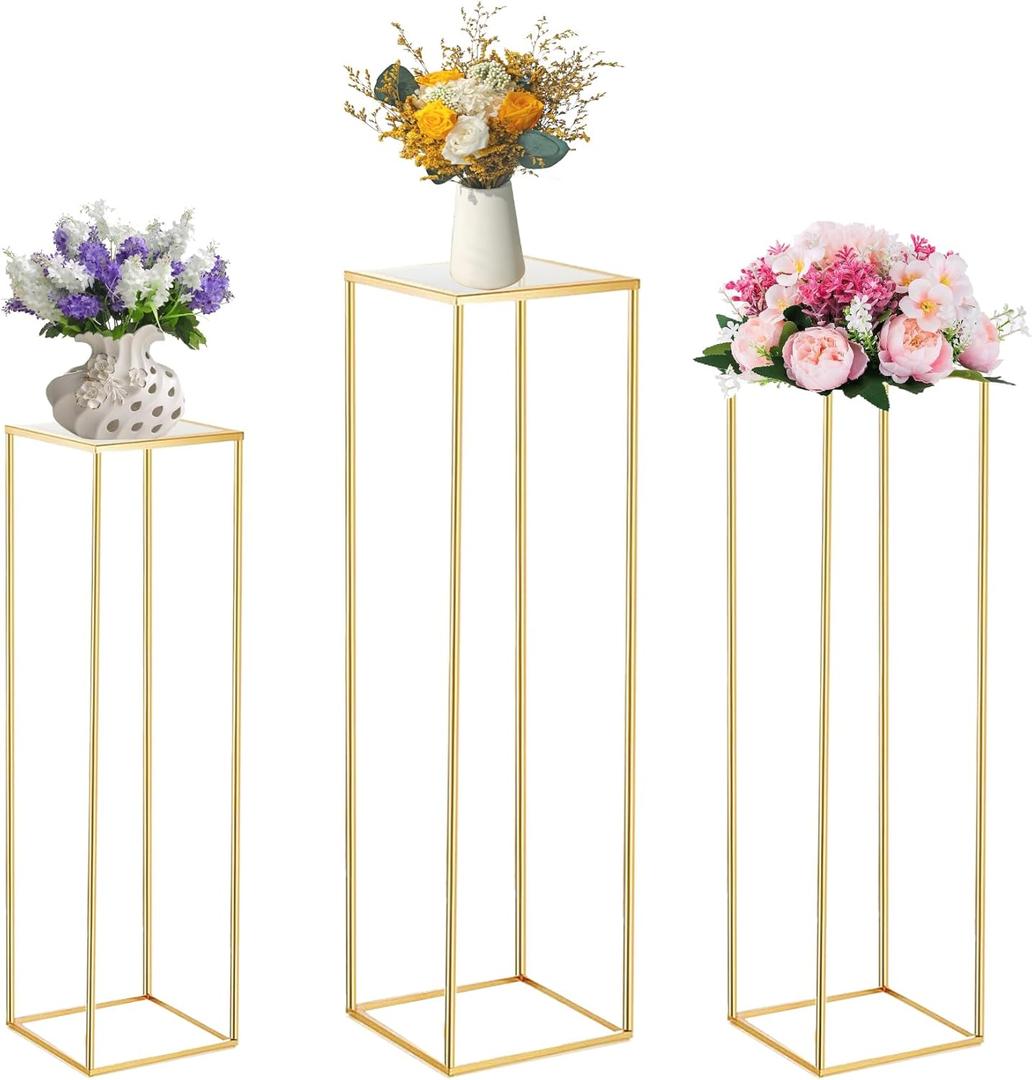 Cylinder Stands for Party, 3PCS Square Cylinder Pedestal Stand, Cilindros Para Fiestas Cake Table Stand for Parties Cylinder Tables for Parties Round Cylinder Stands for Party