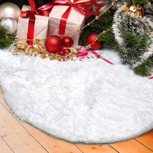 Christmas Tree Plush Skirts, 36 inches White Pure Long Haired Faux Fur Xmas Tree Skirt Mat for Christmas Thanksgiving Holiday Home Party Decorations Ornaments