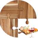 Acacia Wood Puzzle Serving Tray Cutting Board Set of 4 Large Charcuterie Boards with Handle Serving Tray for Meat, Cheese, Fruit, Vegetables, 19.69'' x 19.69''