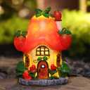 Solar Fairy Garden Houses - Fairy Outdoor Decor Strawberry Houses with Solar Light for Patio Balcony Yard,Lawn Ornament Perfect Garden Gift